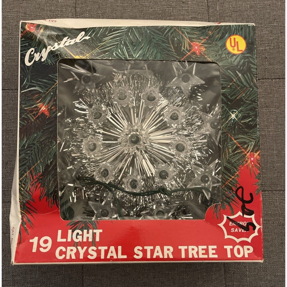 Crystal 19 Light Crystal Star Tree Top Christmas *See Description*